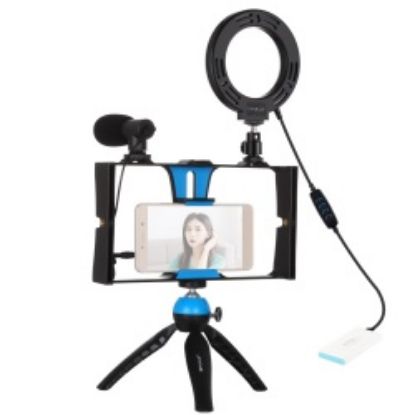  Зображення Набір блогера Puluz 4in1 (ring light, mount, phone holder, microphone) (PKT3025L) 