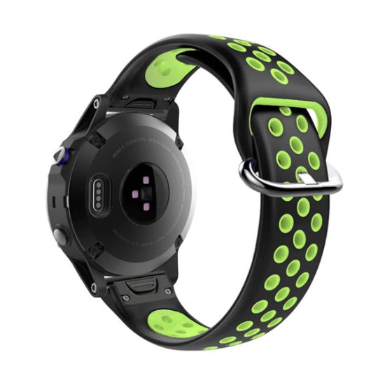  Зображення Ремінець для Garmin QuickFit 22 Nike-style Silicone Band Black/Green (QF22-NSSB-BKGN) 