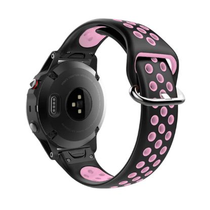  Зображення Ремінець для Garmin QuickFit 22 Nike-style Silicone Band Black/Pink (QF22-NSSB-BKPK) 