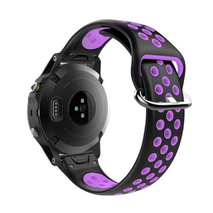  Зображення Ремінець для Garmin QuickFit 22 Nike-style Silicone Band Black/Purple (QF22-NSSB-BKPU) 