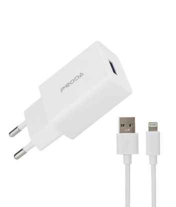  Зображення Зарядний пристрій Proda USB 2,4A + USB Lightning cable (PD-A43i-WHT) 