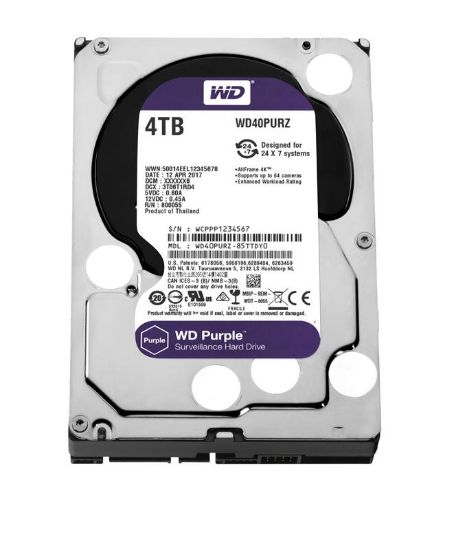  Зображення Накопичувач HDD SATA 4.0TB WD Purple 5400rpm 64MB (WD40PURZ) 