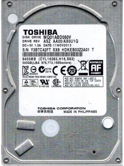  Зображення Накопичувач HDD 2.5" SATA  500GB Toshiba 5400rpm 8MB (MQ01ABD050V) Ref 