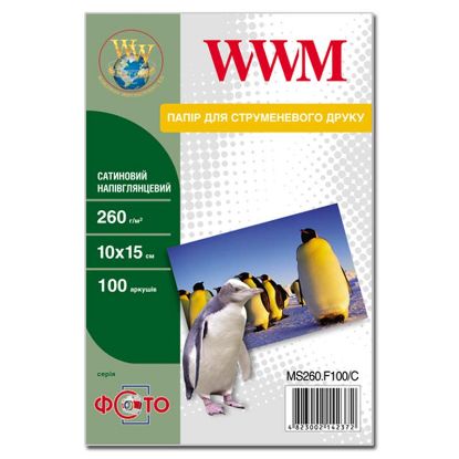  Зображення Папір 10x15 см  260г/м?, WWM сатиновий напівглянцевий, 100арк.) 