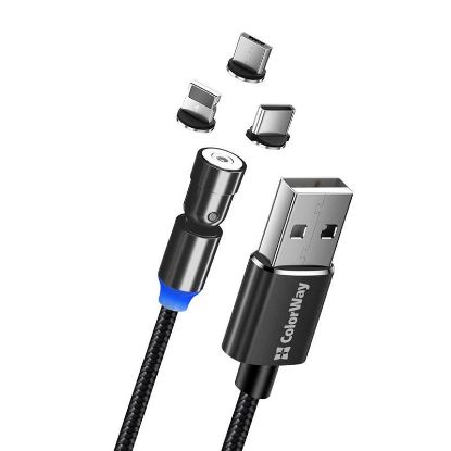  Зображення Кабель-магнит 1m USB 2.0 3в1 (Lightning+MicroUSB+Type-C) Colorway Magnetic Rotation 540° 2.4А черный 