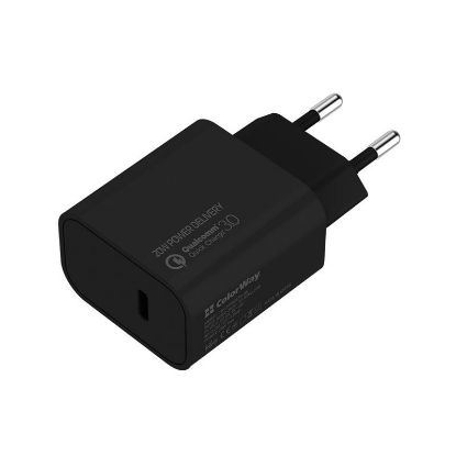 Зображення Зарядное устройство ColorWay Power Delivery Port USB Type-C 20W V2 Black (CW-CHS026PD-BK) 