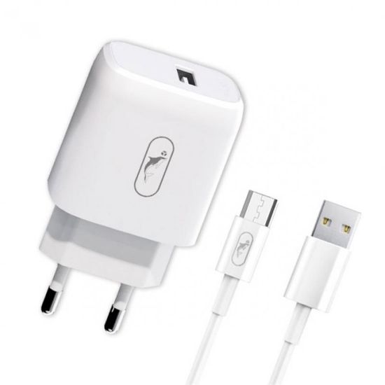  Зображення Зарядний пристрій SkyDolphin SC22EV (1USB, 2.1A) White (MZP-000160) + кабель microUSB 