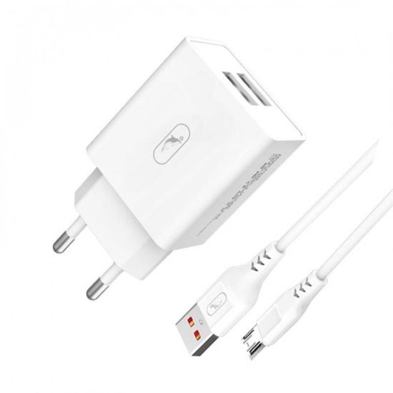  Зображення Зарядний пристрій SkyDolphin SC30V (2USB, 2.1A) White (MZP-000114) + кабель microUSB 