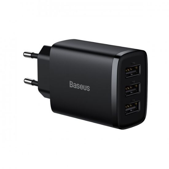  Зображення Зарядний пристрій 3xUSB 17W (USB-A) чорний Baseus 