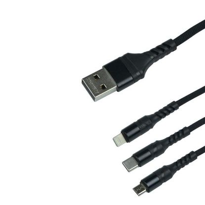  Зображення Кабель Remax RC-186th Speed 2.1A USB-Lightning/microUSB/USB Type-C, 1м Black (6954851204589) 