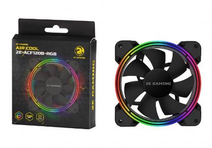  Зображення Вентилятор корпусний 2E GAMING AIR COOL (ACF120B-RGB), 120мм, Molex 4PIN +2510-3PIN, чорні лопасті, чорна рамка) 