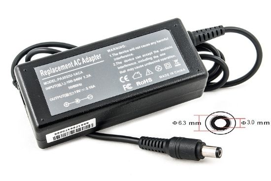  Зображення Блок живлення до ноутбуку PowerPlant TOSHIBA 220V, 19V, 60W, 3.16A (6.3*3.0mm) (TO60F6330) 