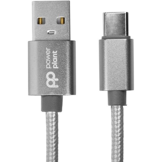  Зображення Кабель PowerPlant (CA912346) USB-USB Type-C, 1м, нейлон, металевий штекер, сірий 