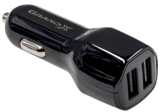  Зображення Зарядний пристрій Grand-X car 2,1A, 12-24V, Black 2USB 5V/2.1A (CH-26) 