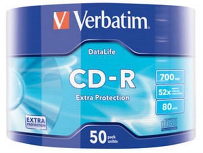  Зображення Диск CD-R 700MB  52x   50pcs  Verbatim Extra Protection Spindle) 