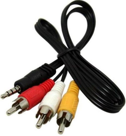  Зображення Аудіо-відео кабель 3,5mm/3xRCA (пальчик - 3 тюльпана (M/M)) Atcom (17320)  AV, 1.8m Black 