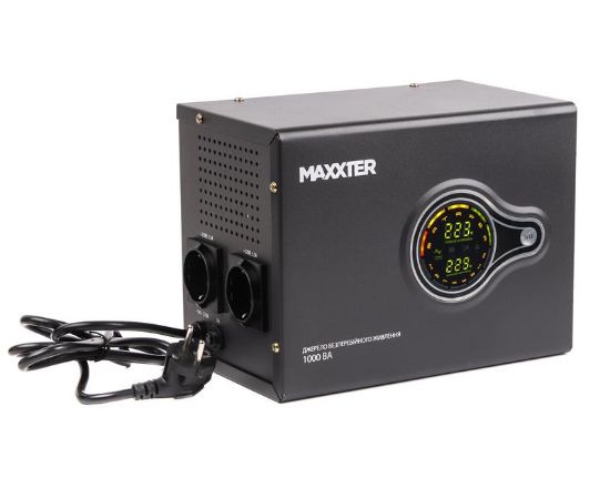  Зображення ДБЖ Maxxter 1000VA (MX-HI-PSW1000-01) під зовнішній акум, чиста синусоїда 