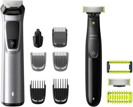  Зображення Тример Philips Multigroom series 9000, для бороди, вусів, голови, акум., насадок-12, OneBlade в компл., сталь, чорний 