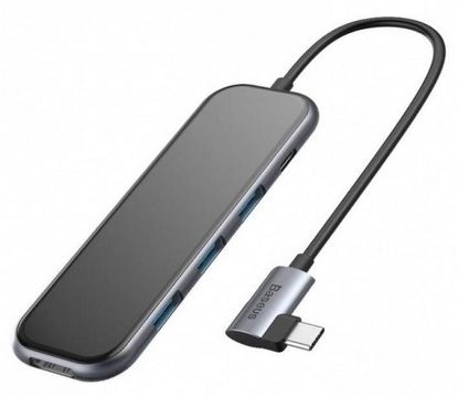  Зображення Концентратор USB-C Baseus 3хUSB3.0, USB-C, HDMI Grey (CAHUB-BZ0G)  