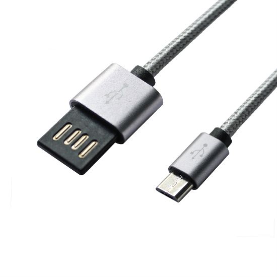  Зображення Дата кабель USB 2.0 AM to Micro 5P 1.0m Grey/Black Grand-X (FM02) 