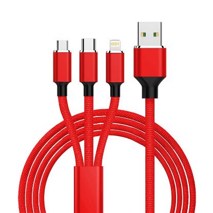  Зображення Дата кабель USB 2.0 AM to Lightning + Micro 5P + Type-C 1.2m red XoKo (SC-330-RD) 