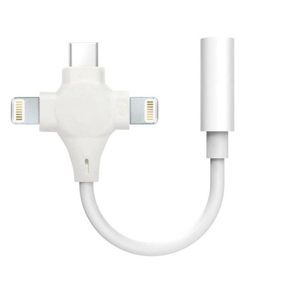  Зображення Адаптер XoKo AC-333 USB Type-C - Lightning - mini-jack 3.5 mm White (XK-AC-333) 