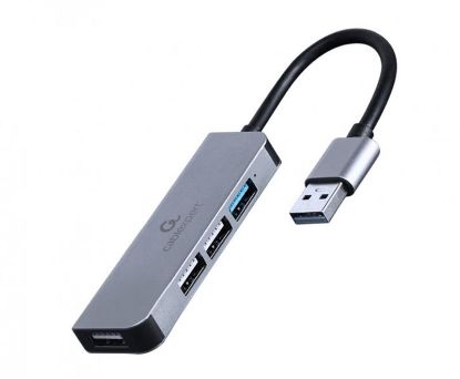  Зображення USB концентратор (Hub) Cablexpert 1 х USB 3.1 Gen1 (5 Gbps), 3 х USB 2.0, метал, сірий 