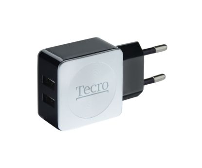  Зображення Мережевий зарядний пристрій Tecro (2xUSB, 2.1A) Black, White (TR-CHG02-BW) 