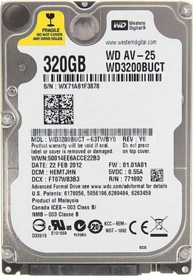  Зображення Накопичувач HDD 2.5" SATA  320GB WD Blue 5400rpm 16MB (WD3200LUCT) Refurbished 