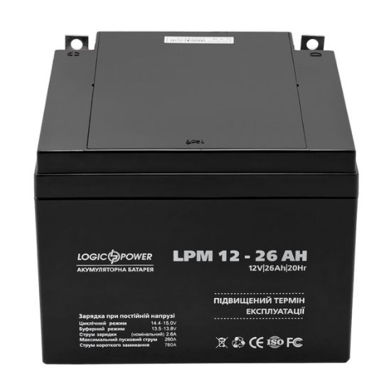  Зображення Акумуляторна батарея LogicPower LPM 12V 26AH (LPM 12 - 26 AH) AGM 