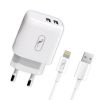  Зображення Зарядний пристрій SkyDolphin SC22EBL (2USB, 2.1A) White (MZP-000162) + кабель Lightning 