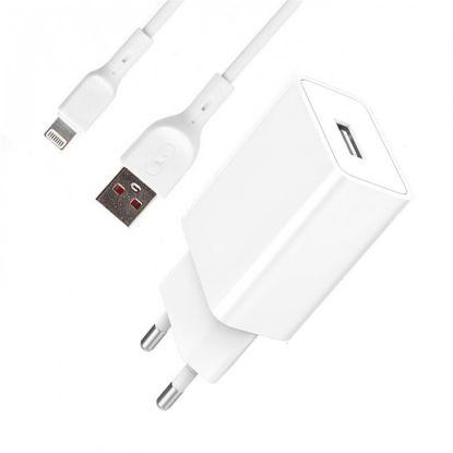  Зображення Зарядний пристрій SkyDolphin SC36L (1USB, 2.4A) White (MZP-000116) + кабель Lightning 