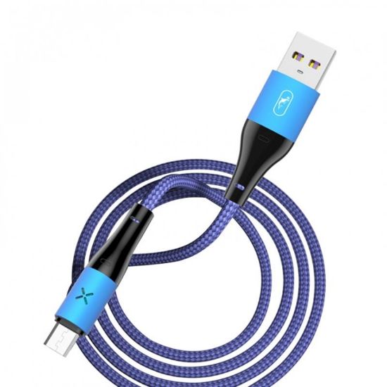  Зображення Кабель SkyDolphin S49V LED Aluminium Alloy USB - microUSB 1м, Blue (USB-000570) 