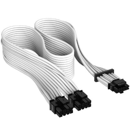  Зображення Corsair Premium Individually Sleeved 12+4pin PCIe Gen 5 12VHPWR 600W cable, Type 4, WHITE, EAN:0840006694526 