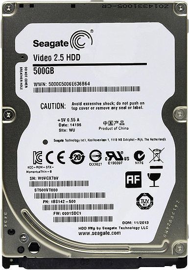  Зображення Накопичувач HDD 2.5" SATA  500GB Seagate 5400rpm 16MB Video (ST500VT000) Refurbished 