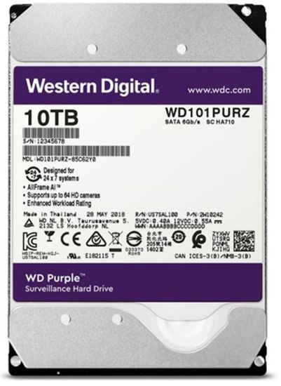  Зображення Накопичувач HDD SATA 10.0TB WD Purple 7200rpm 256MB (WD101PURZ) 