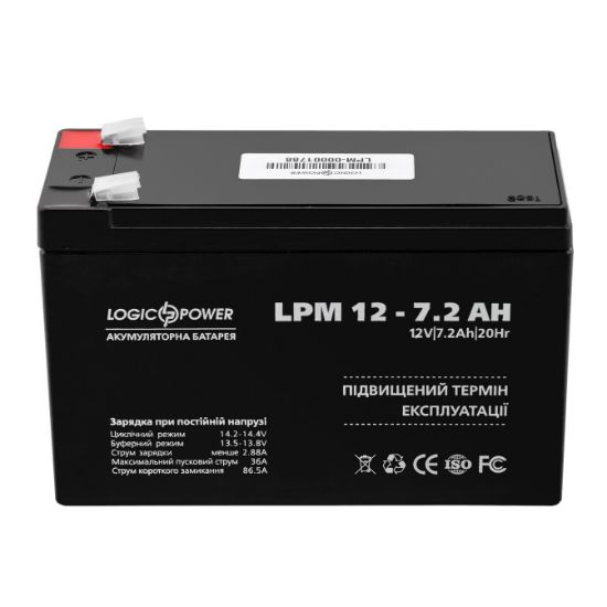  Зображення Акумуляторна батарея LogicPower 12V 7.2 AH (LPM 12-7.2 AH) AGM 