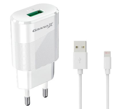  Зображення Мережевий зарядний пристрій Grand-X (1xUSB 2.1А) White (CH-17WL) + кабель Lightning 