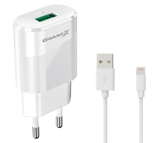  Зображення Мережевий зарядний пристрій Grand-X (1xUSB 2.1А) White (CH-17WL) + кабель Lightning 