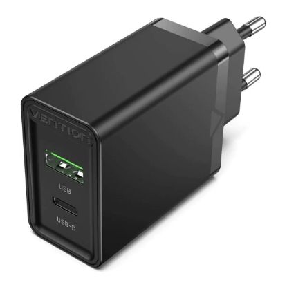  Зображення Мережевий зарядний пристрій Vention USB Type C + QC4.0 (20W) Black (FADB0-EU) 