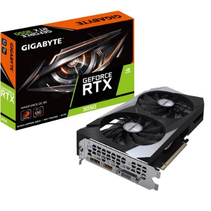  Зображення Відеокарта nVIDIA RTX 3050 8GB DDR6 128Bit Core:17 92MHz GV-N3050WF2OC-8GD 