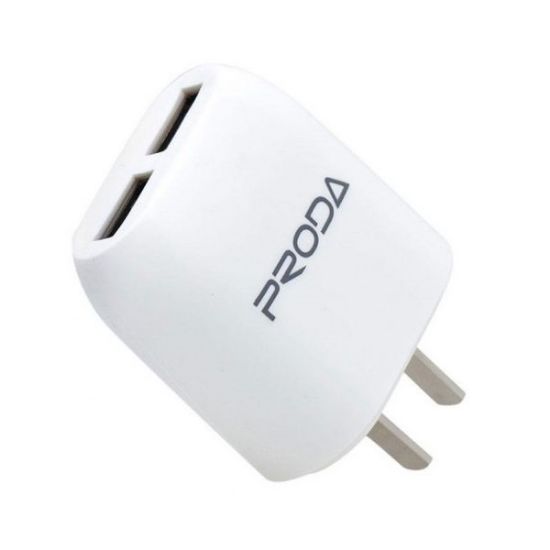  Зображення Мережевий зарядний пристрій Proda RP-U21 Flat (2USB 2.1А) 220V вилка Тип А (CN) White (2000700002531) 