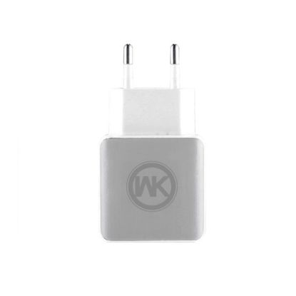  Зображення Мережевий зарядний пристрій WK WP-U11i Blanc 2.1A 2*USB + кабель Lightning 220V (EU) White (6970349283614) 