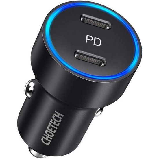  Зображення Автомобільний зарядний пристрій Choetech (2xUSB Type C) PD3.0 QC3.0 AFC 36W 2.4A (C0054) 