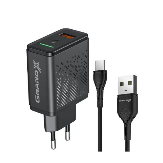  Зображення Зарядний пристрій Grand-X Fast Charge 3-в-1 QC3.0, FCP, AFC, 18W + cable TypeC (CH-650T) 