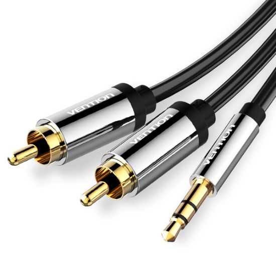  Зображення Кабель Vention 3.5 мм - 2хRCA (M/M), 5 м, Black (BCFBJ) 