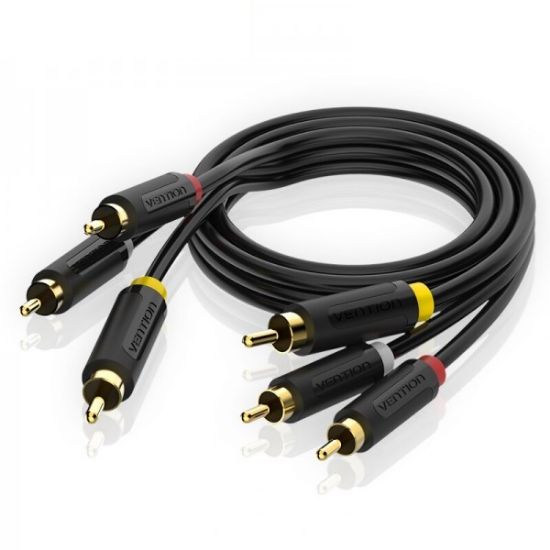  Зображення Кабель Vention 3xRCA - 3xRCA (M/M), 2 м, Black (BCABH) 