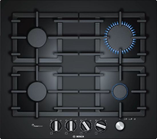  Зображення Варильна поверхня Bosch  газова на склі, 60см, чавун, чорний 