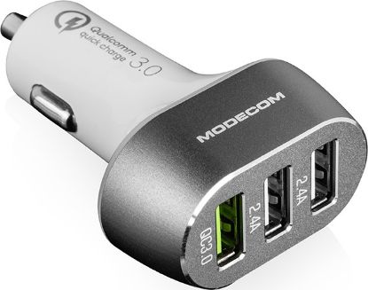  Зображення Автозарядка 3xUSB (3xUSB-A) QC3.0 2.4A біла Modecom 