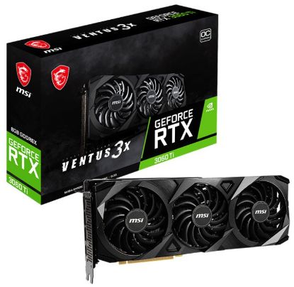  Зображення Відеокарта GF RTX 3060 Ti 8GB GDDR6X Ventus 3X 8GD6X OC MSI (GeForce RTX 3060 Ti Ventus 3X 8GD6X OC) 